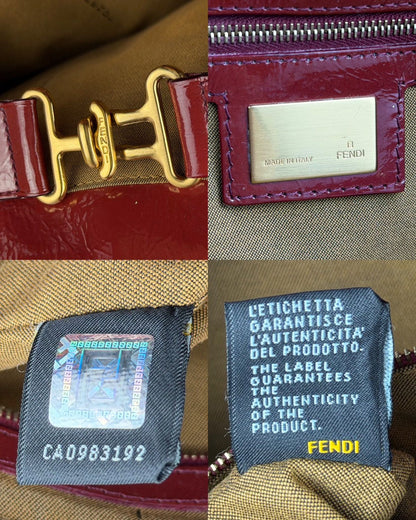 Fendi crinkled patent leather de jour handbag large