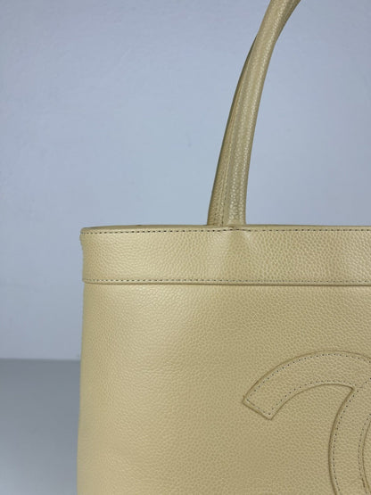 2004-2005 Chanel coco mark caviar open tote bag in buttery