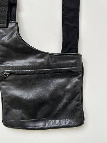 Archive AW1999 miu miu leather nylon crossbody/ sling bag