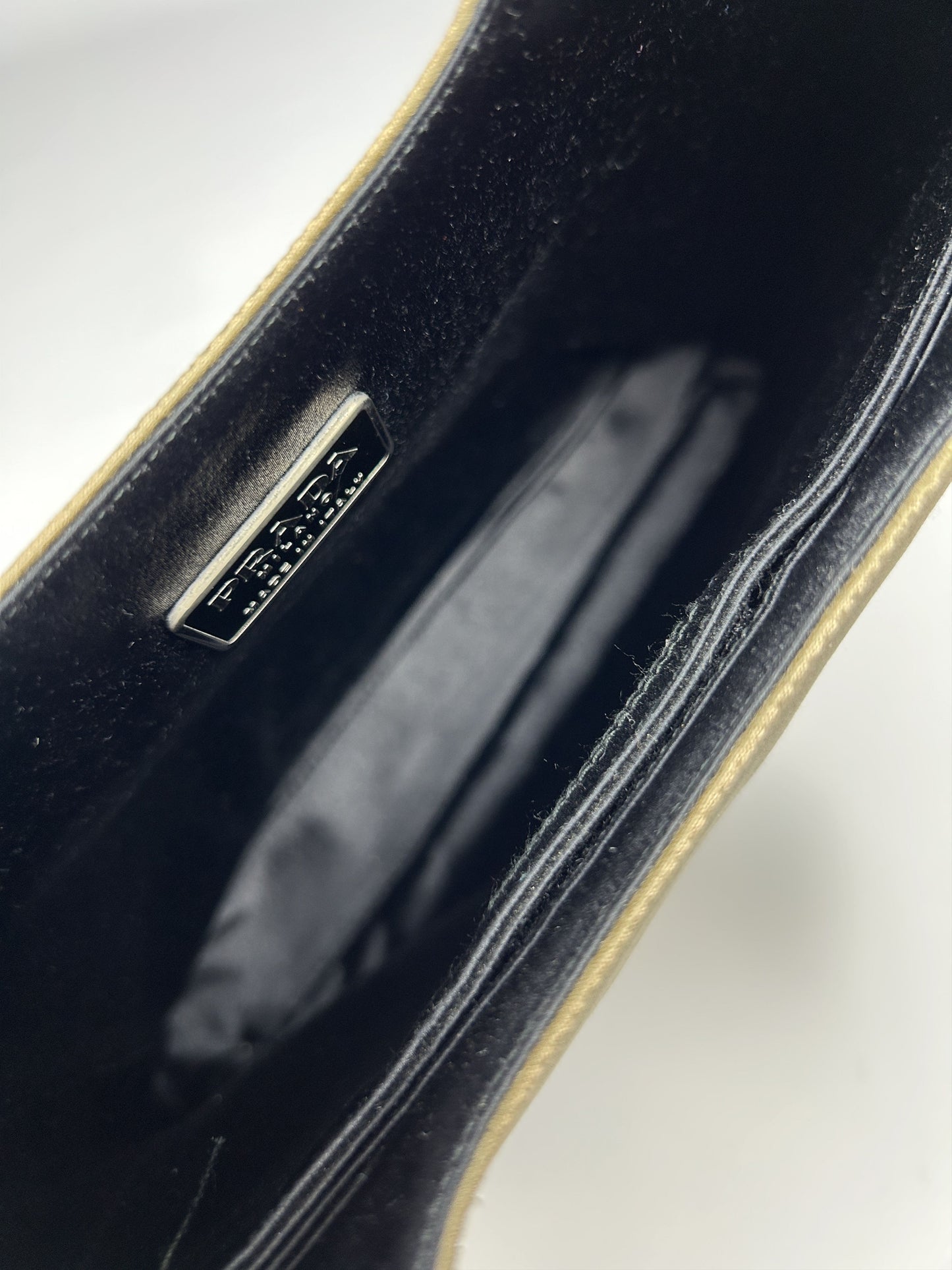Prada triangle logo velvet plastic handle mini tote bag