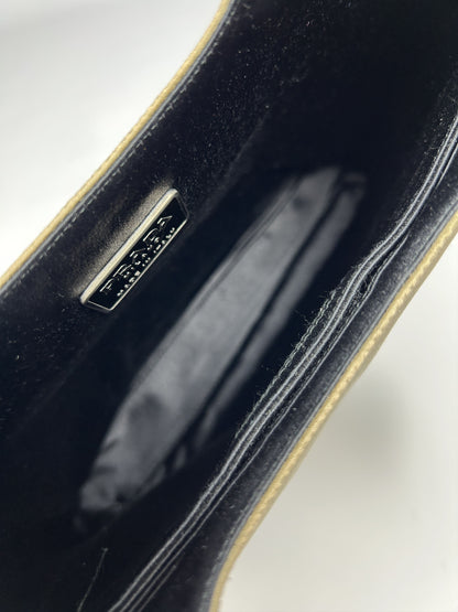 Prada triangle logo velvet plastic handle mini tote bag