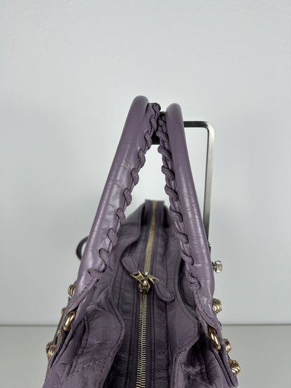 Balenciaga part time giant hardware city bag in lilac