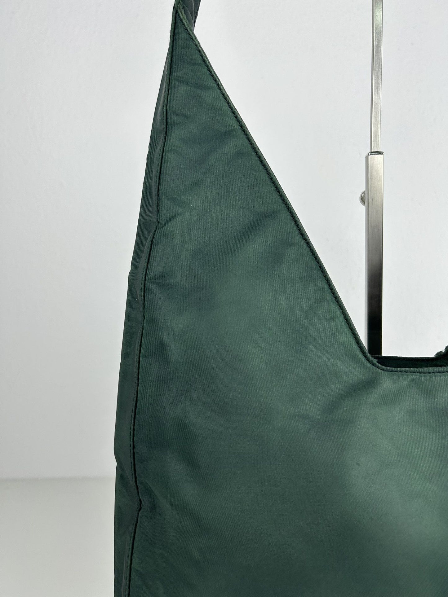Vintage 90s Prada nylon triangle logo hobo handbag