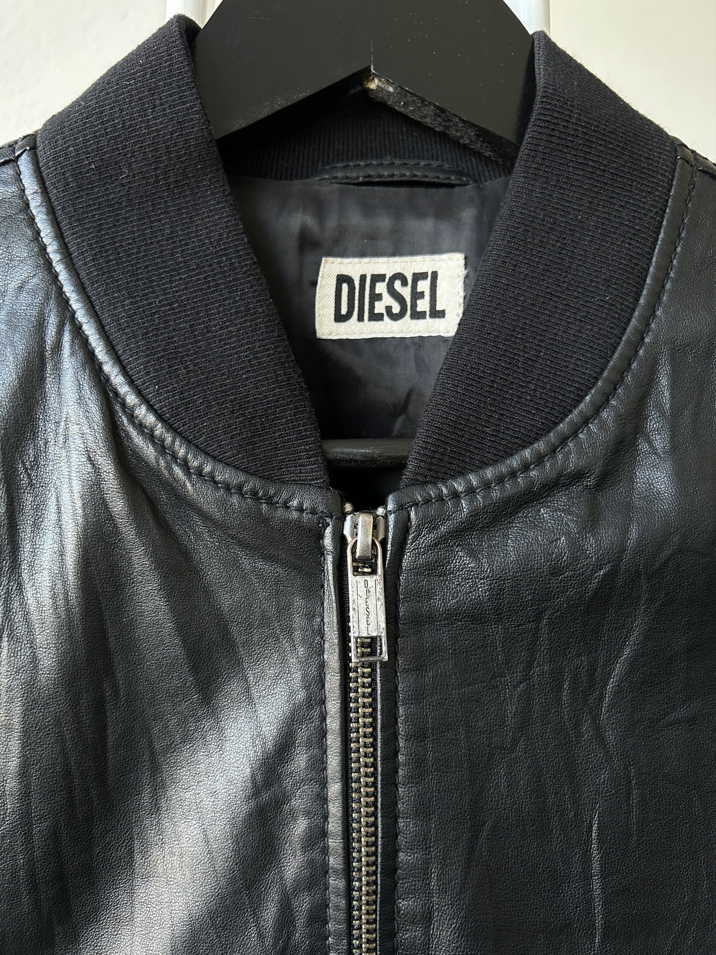 Archive Diesel cropped lambskin leather bomber jacket