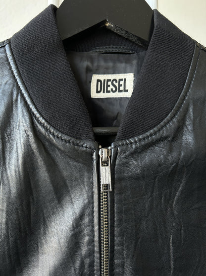 Archive Diesel cropped lambskin leather bomber jacket