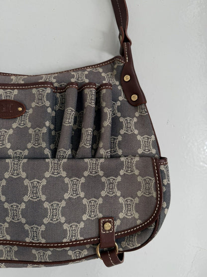 Celine macadam monogram denim shoulder/ crossbody bag