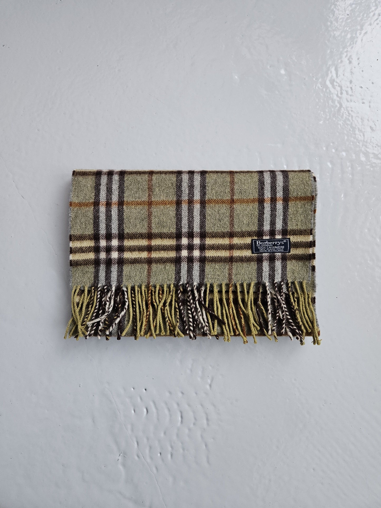 Vintage Burberry green nova check cashmere scarf