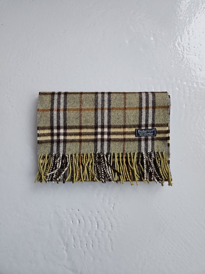 Vintage Burberry green nova check cashmere scarf