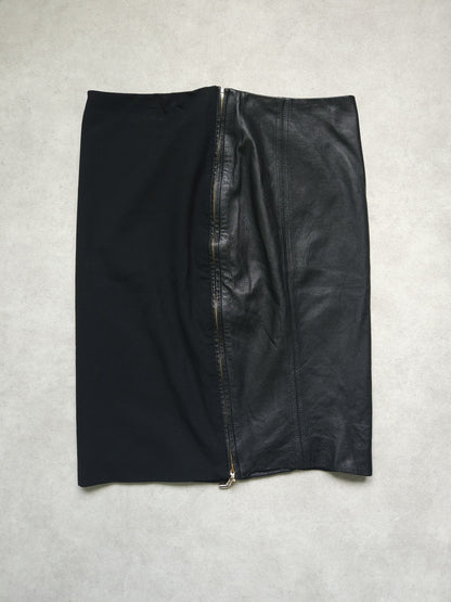 Gianni Versace Couture leather and wool zip off pencil skirt