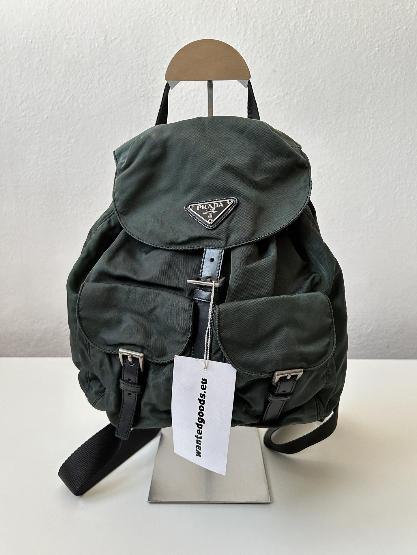 Vintage 90s Prada nylon triangle logo small cargo backpack