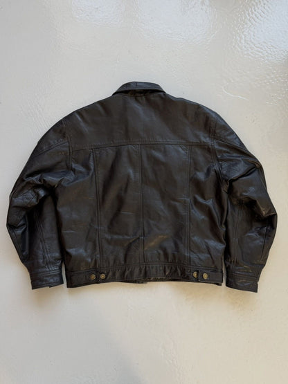 Vintage leather trucker jacket