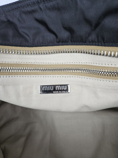 Archive miu miu nylon leather tote bag with cargo pockets