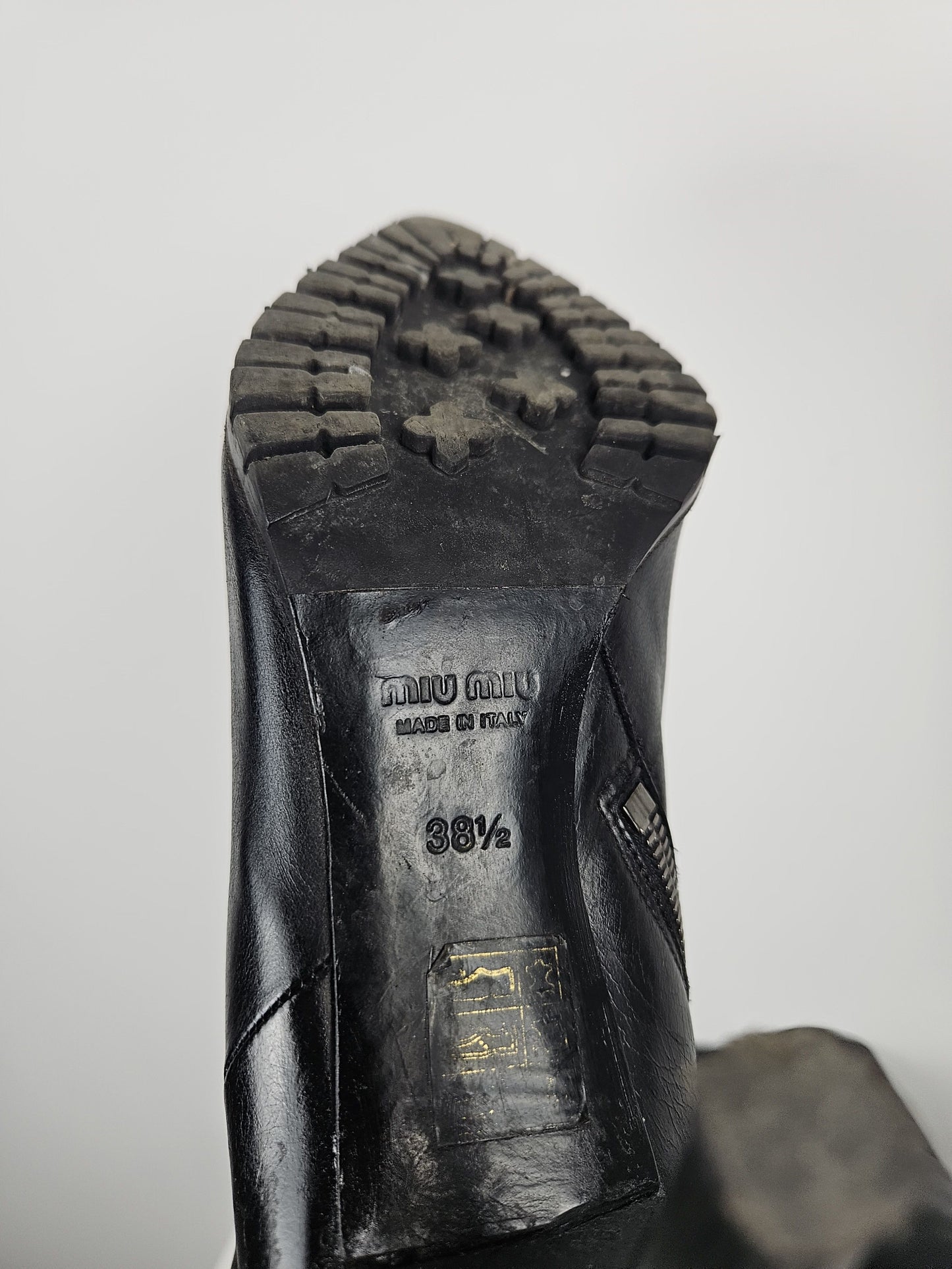 Miu Miu stiletto high heel ankle boots notched sole