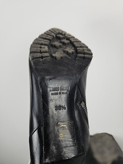 Miu Miu stiletto high heel ankle boots notched sole