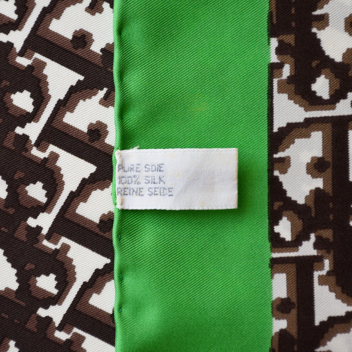 Vintage Dior trotter silk scarf brown & green