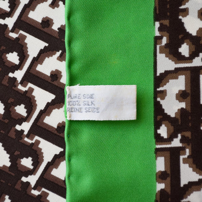 Vintage Dior trotter silk scarf brown & green