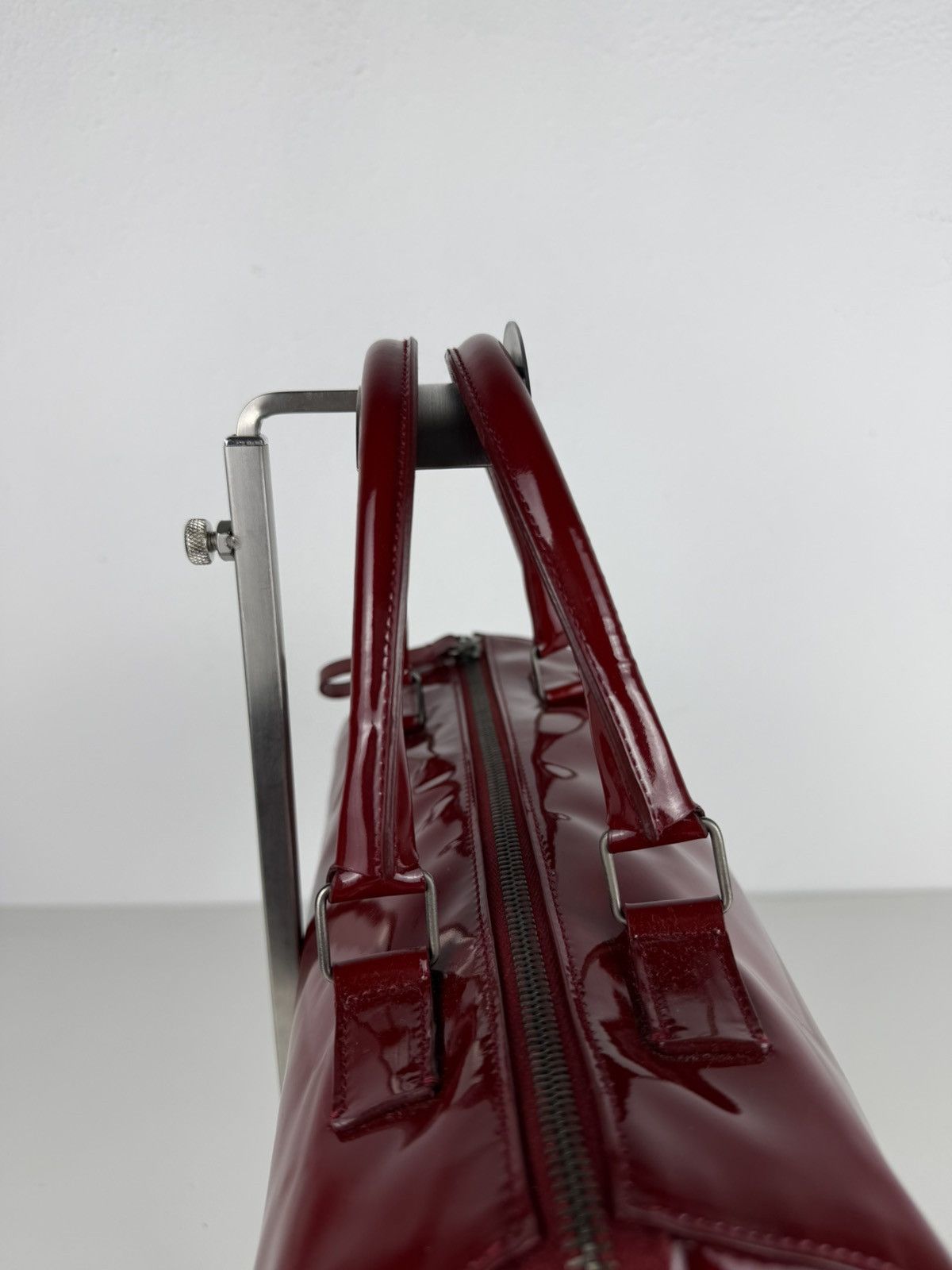 Vintage 90s Miu Miu patent leather cylindrical handbag
