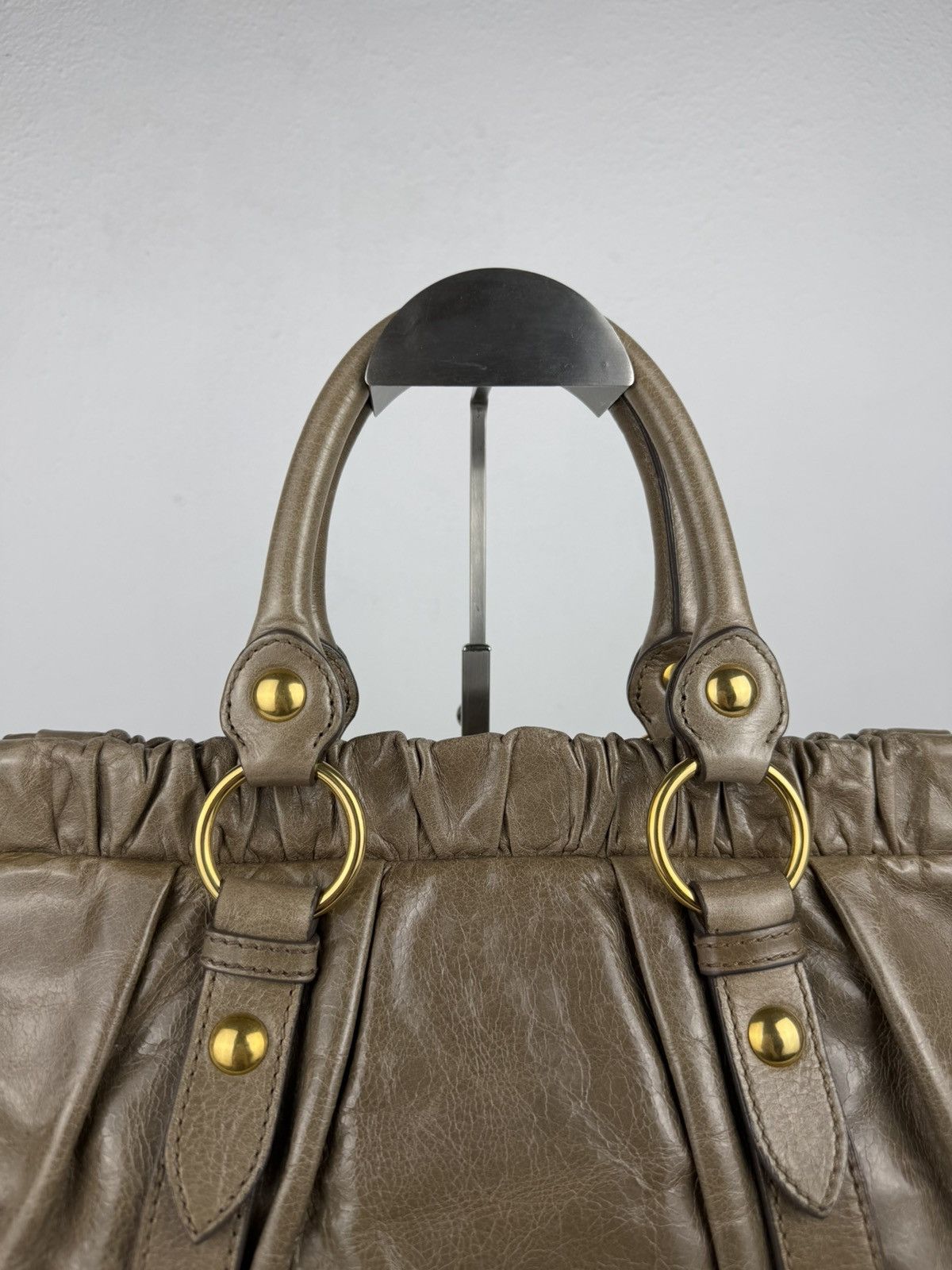 Miu Miu vitello bauletto aperto gathered leather handbag