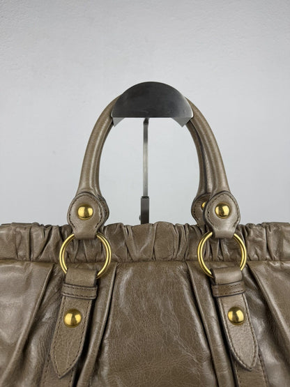 Miu Miu vitello bauletto aperto gathered leather handbag