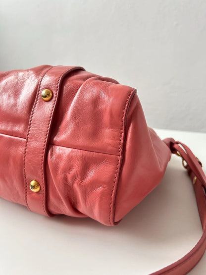 Miu miu vitello bauletto aperto handbag in coral pink