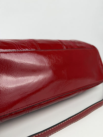 Coach signature patent leather tote bag