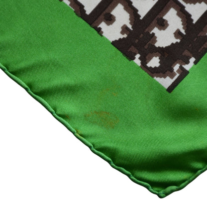 Vintage Dior trotter silk scarf brown & green
