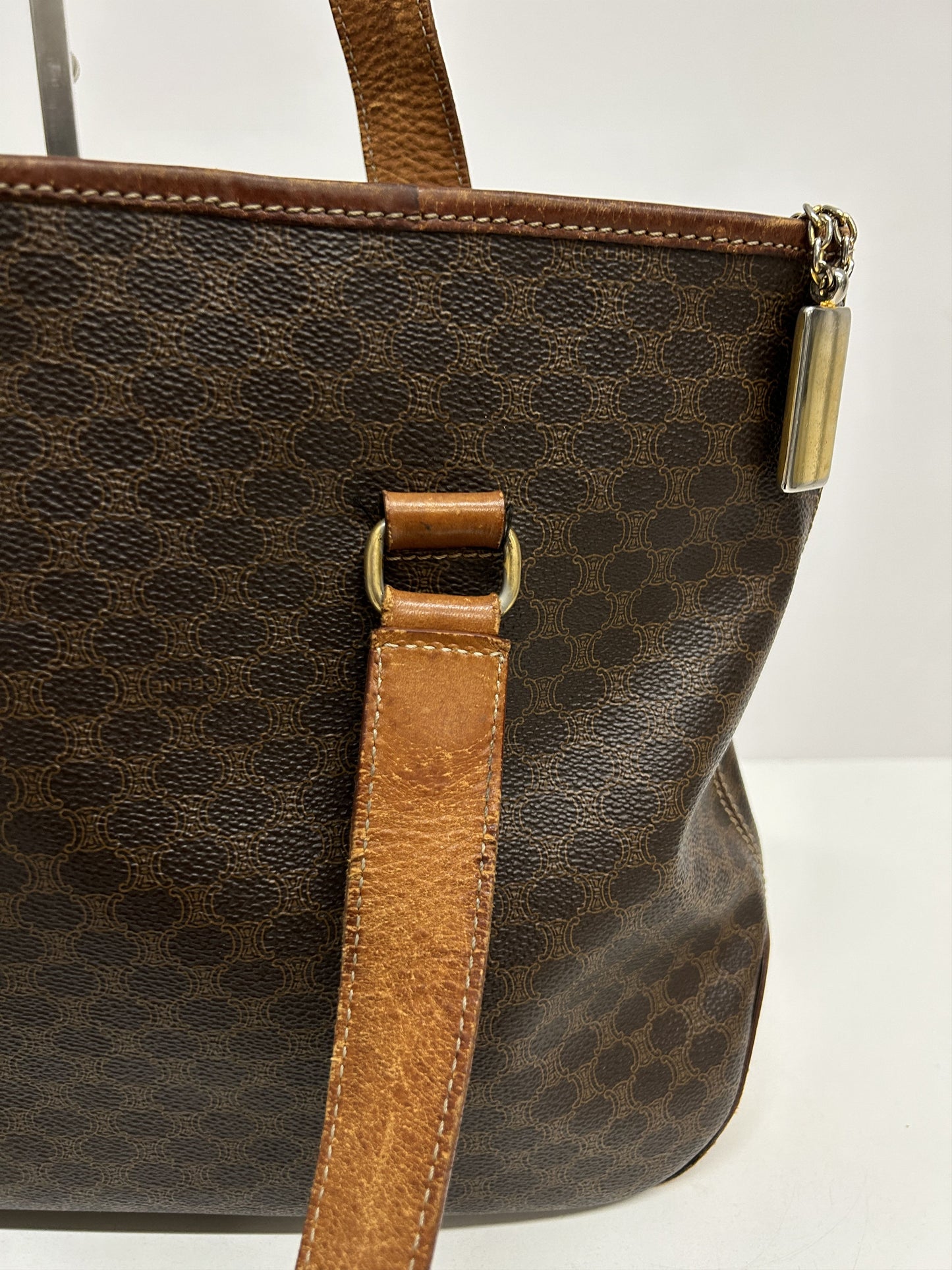 Vintage 90s Celine macadam top zip tote bag