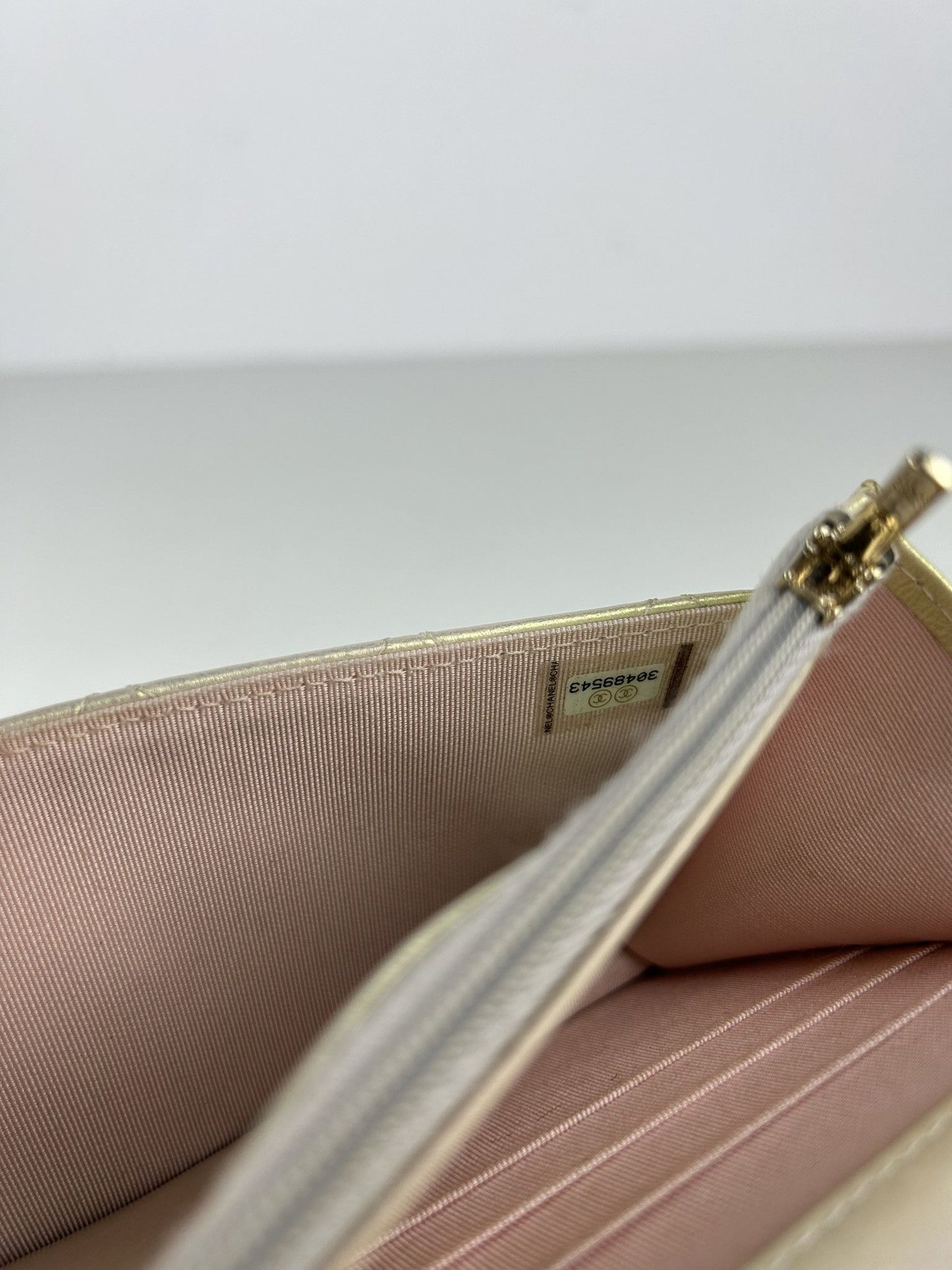 2020 Chanel gold metallic matelasse wallet on chain