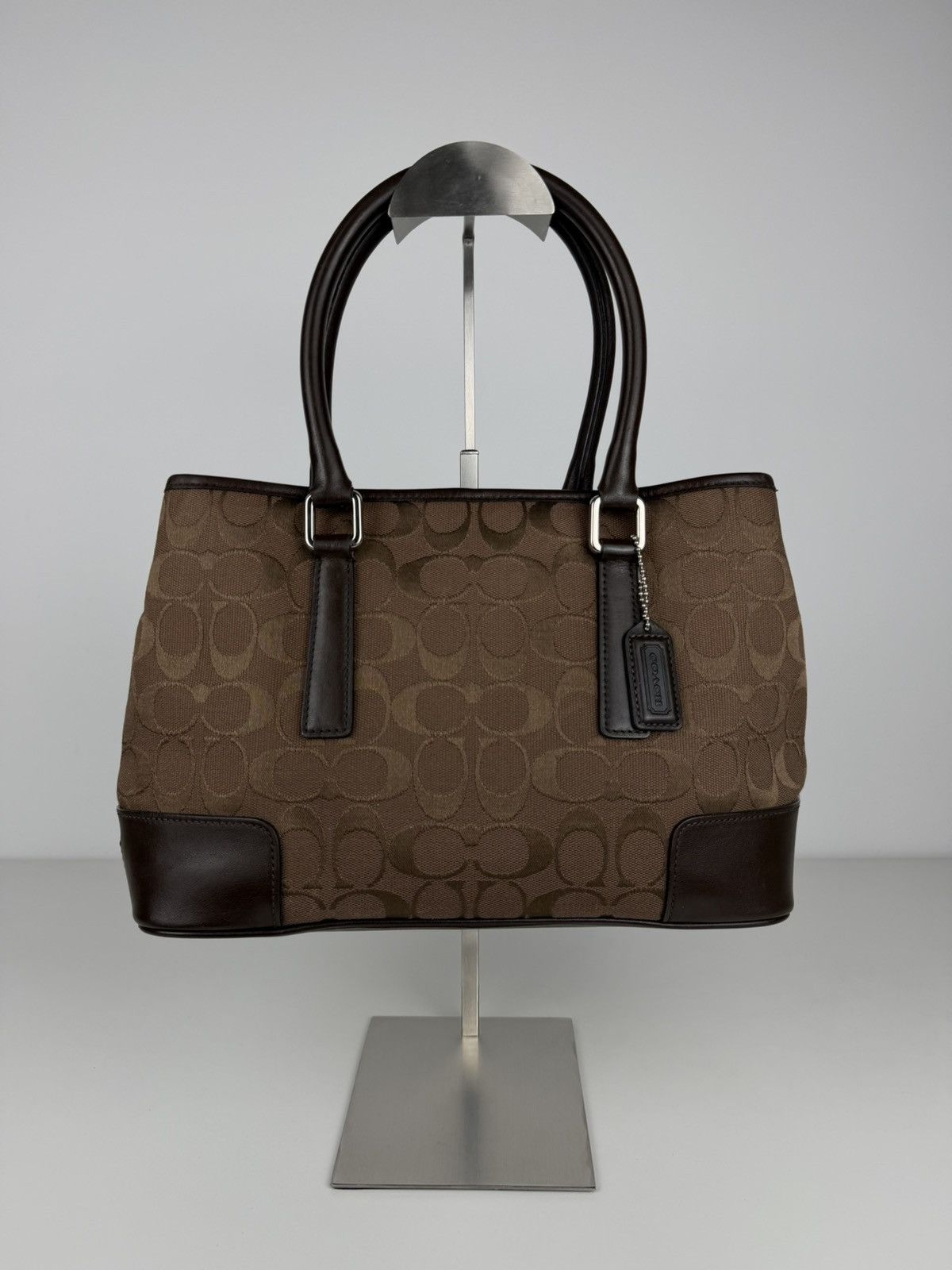 Coach Hamptons leather and canvas signature tote