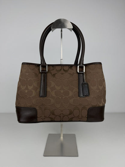 Coach Hamptons leather and canvas signature tote