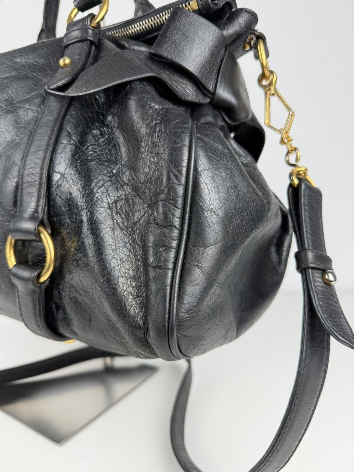 Miu miu vitello bow bag in black