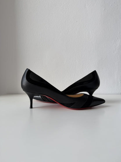 Christian Louboutin eklectica 55 mixed leather kitten heels