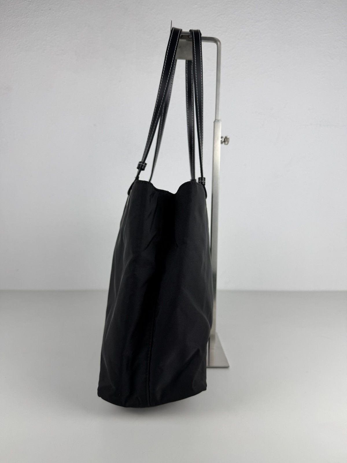 Vintage prada tessuto nylon and leather triangle logo tote