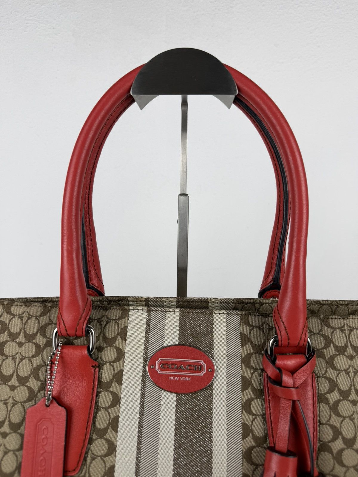 Coach legacy stripe candace carryall tote