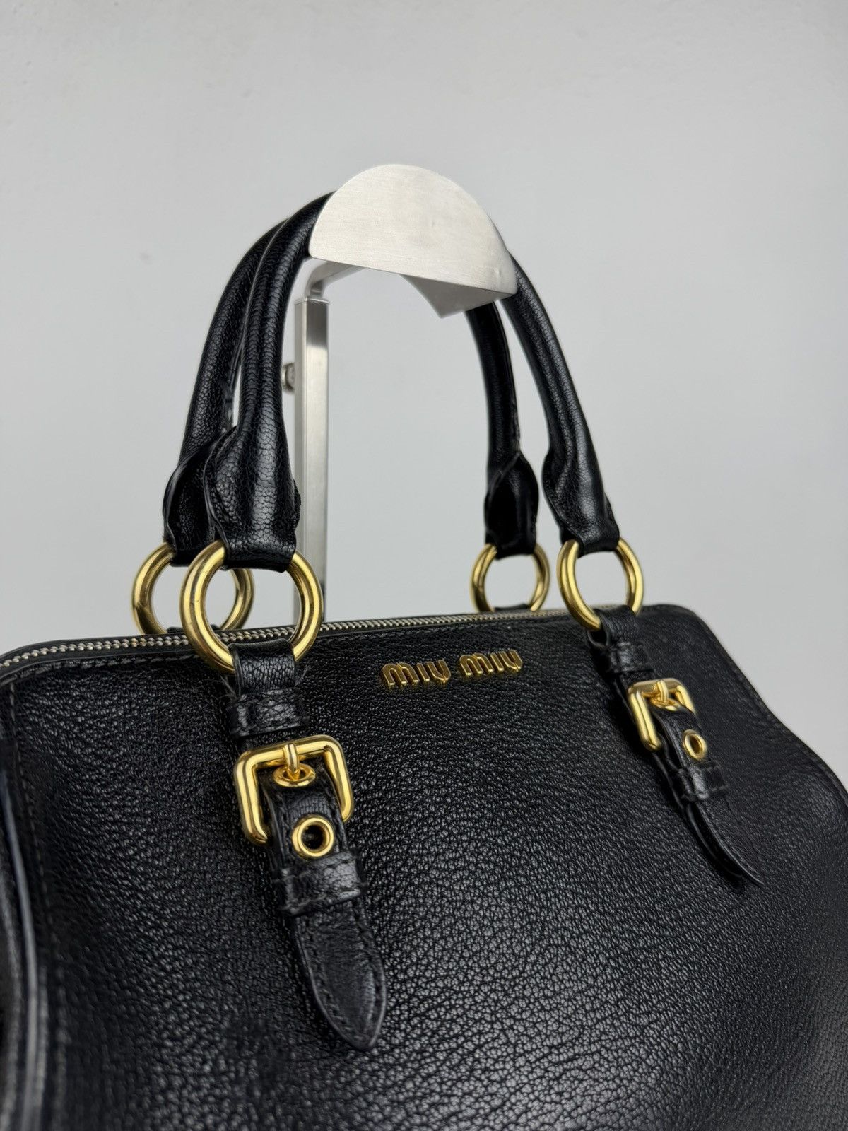 Miu miu madras leather mini boston bag
