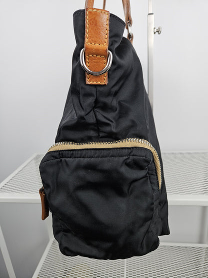 Archive miu miu nylon leather tote bag with cargo pockets