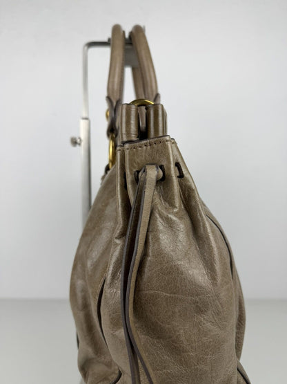 Miu Miu vitello bauletto aperto gathered leather handbag