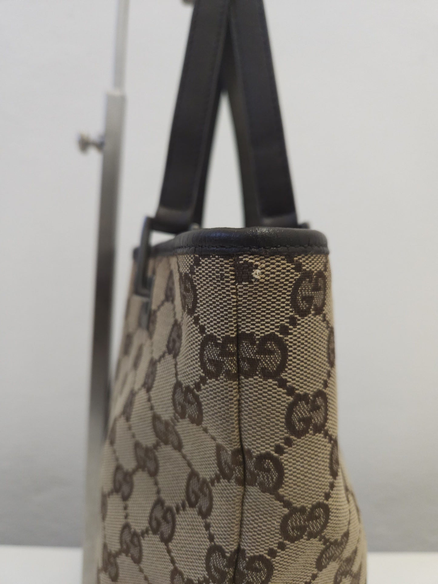 Vintage y2k Gucci gg monogram canvas and leather tote bag