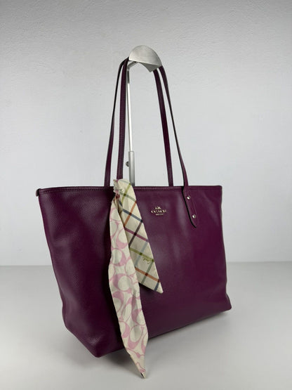 Coach crossgrain leather city tote fuchsia