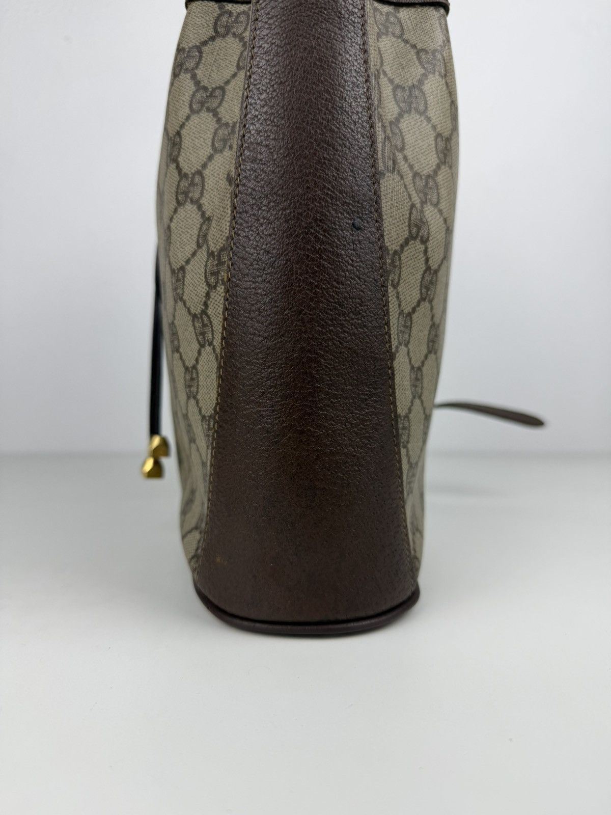 Vintage 80s Gucci monogram drawstring bucket bag