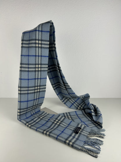 Vintage Burberry baby blue nova check wool scarf