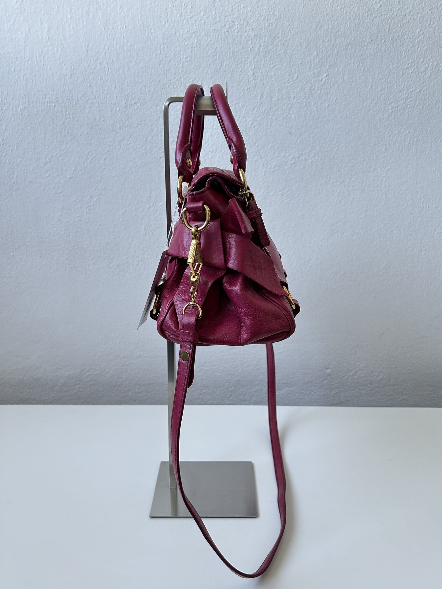 Vintage y2k miu miu vitello bow bag in pink