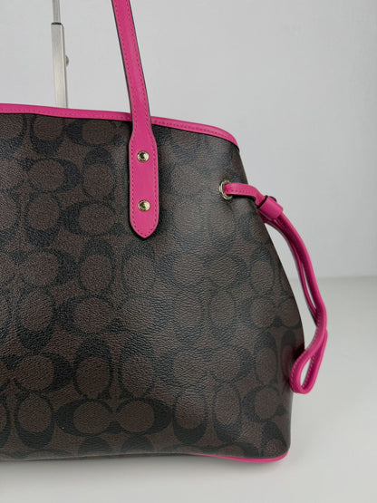 Coach signature coated canvas drawstring carryall tote