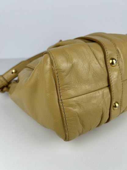 Miu miu vitello bauletto aperto gathered leather bag in buttery
