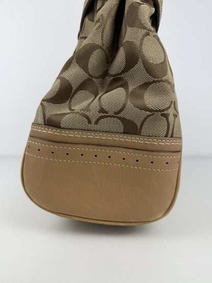 Coach signature leather canvas tassel tote bag