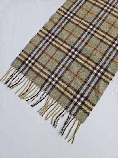 Vintage Burberry green nova check cashmere scarf