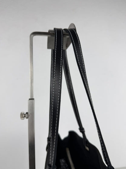 Vintage prada tessuto nylon and leather triangle logo tote