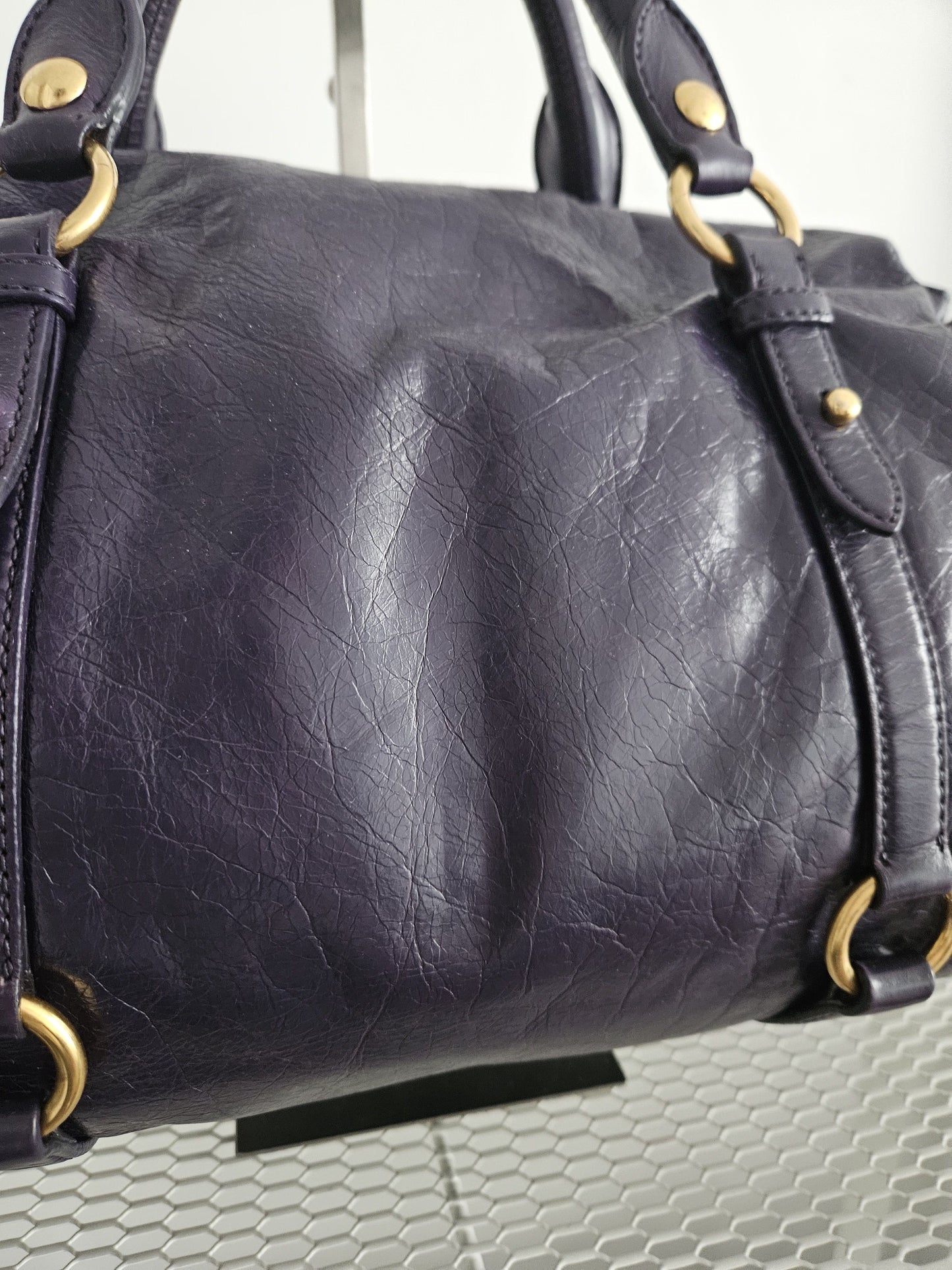 Miu miu vitello bow bag in deep purple