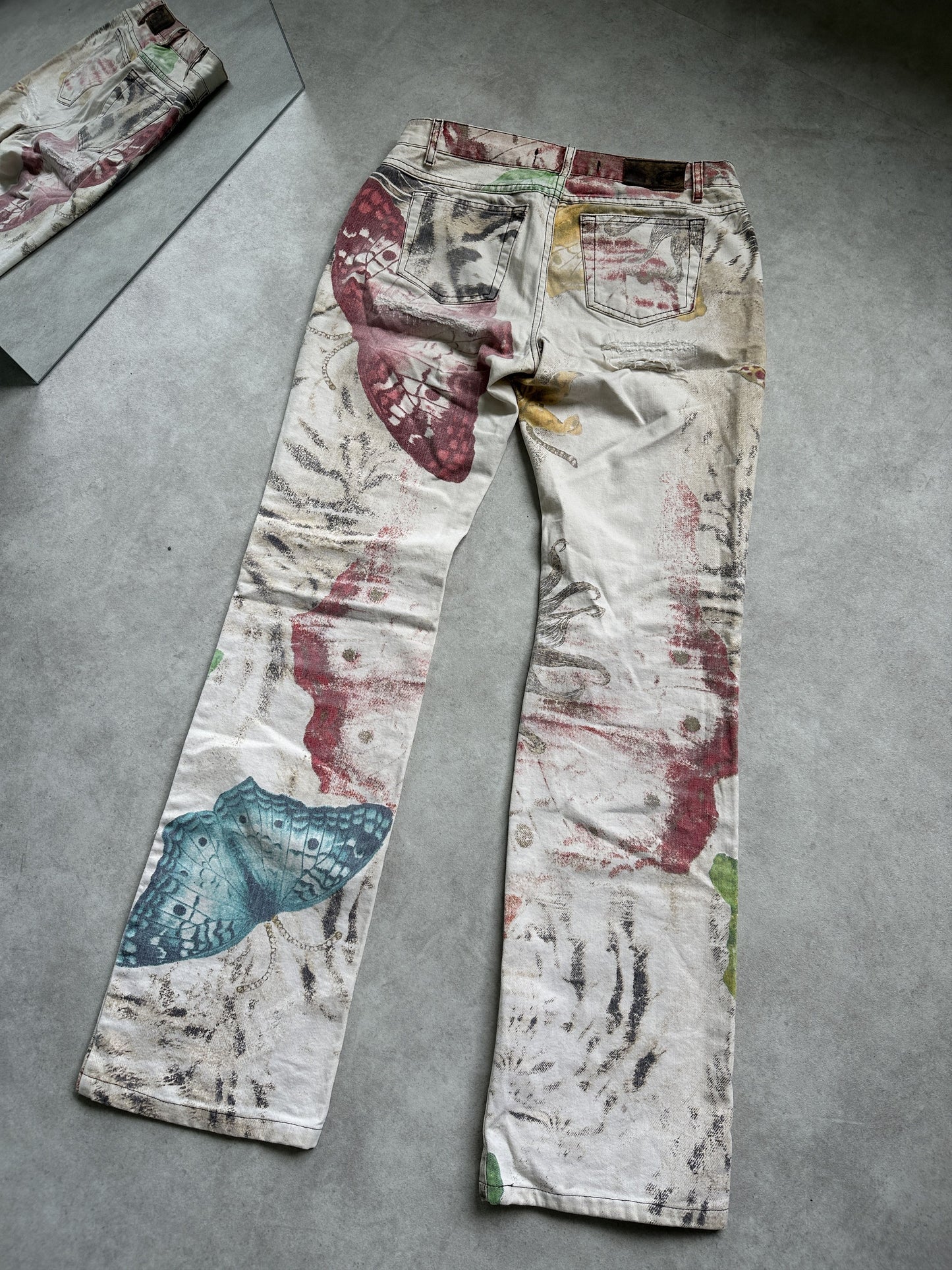 Archive y2k Just Cavalli butterfly floral alloverprint pants
