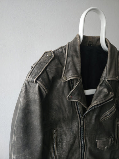Vintage distressed ramones biker leather jacket